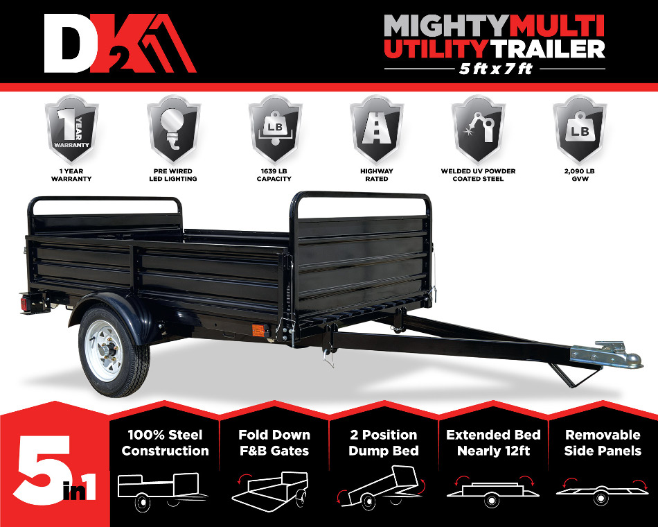 Detail K2 1639 lb. Payload Capacity 4.5 ft. x 7.5 ft. Utility Trailer